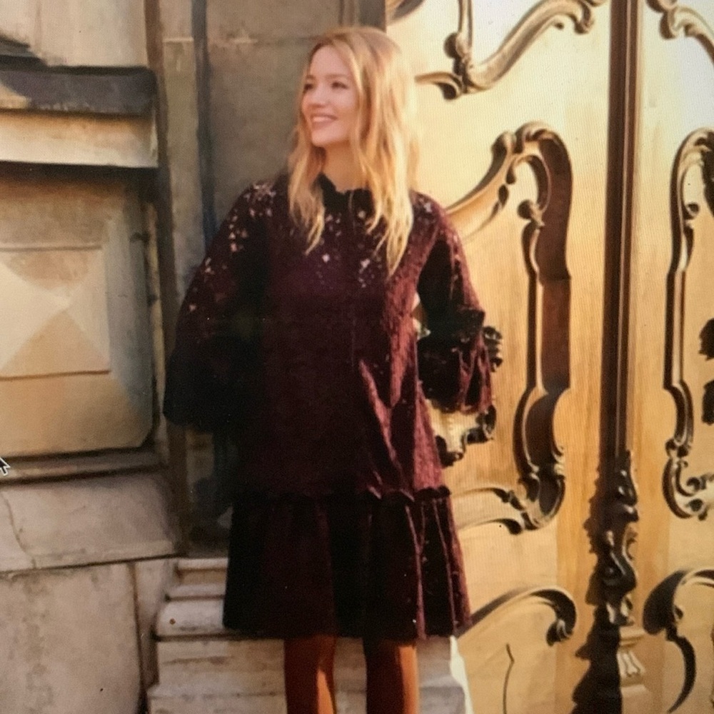 NWT H & M Burgundy Lace Swing Dress Size XL